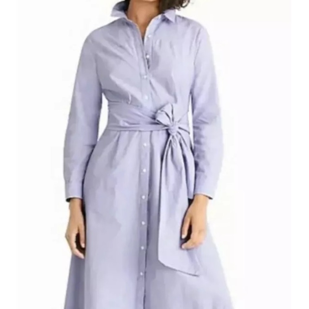 J crew periwinkle shirt dress with tie
